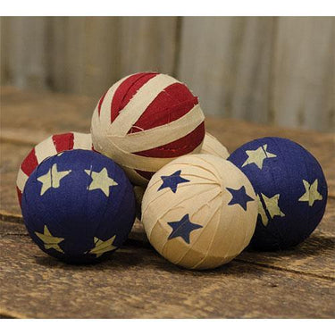 6 Set Americana Rag Balls - The Fox Decor